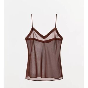 Zara sheer tank satin trim top
